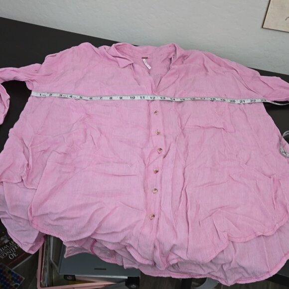 Free People Womens Magic Breeze Oversized Button Front Shirt Pink Size XS - Picture 14 of 15